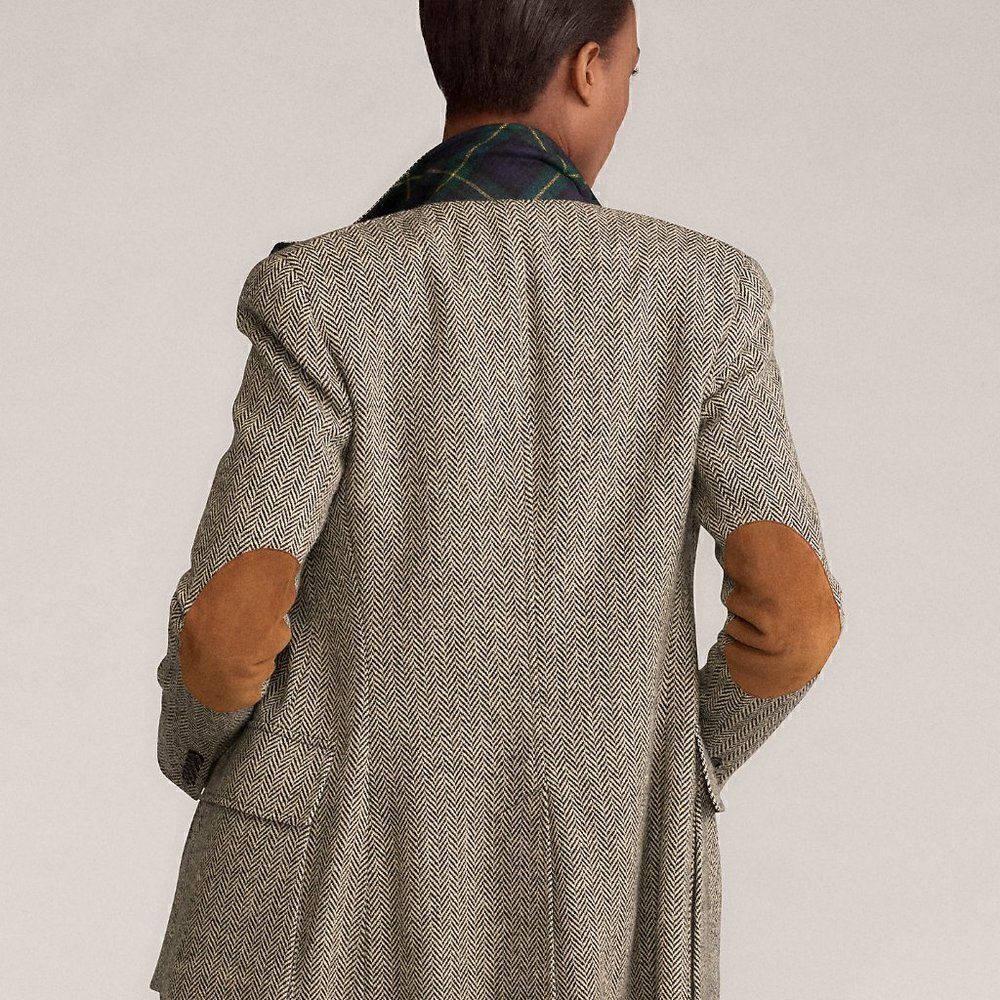 Ralph Lauren Collection Black & Cream Herringbone Wool Tweed Blazer - Picture 6 of 17
